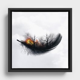Fire Feather • Black Feather I Framed Canvas