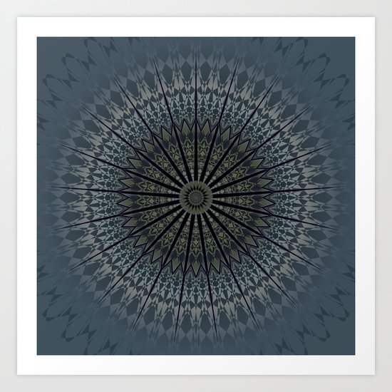 Dark Blue Mandala Art Print