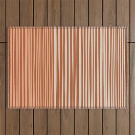 Natural Stripes Modern Minimalist Colour Block Pattern Boho Rust Clay Salmon Putty Outdoor Rug