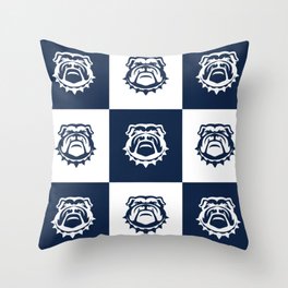 Navy and White Nine Bulldog Cares Throw Pillow