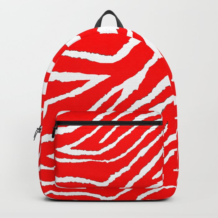 Animal Print Zebra Red and White Pattern Backpack