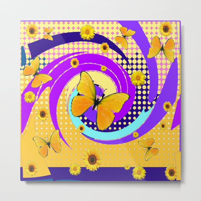 YELLOW BUTTERFLY PURPLE SPRING HAS SPRUNG Metal Print