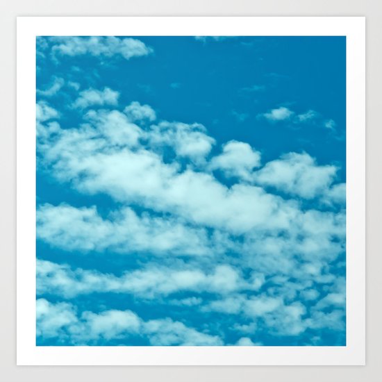 Beautiful blue sky and fluffy clouds Art Print