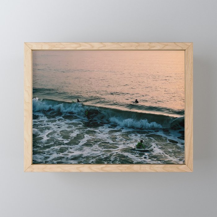 Manhattan Beach Surfers Framed Mini Art Print