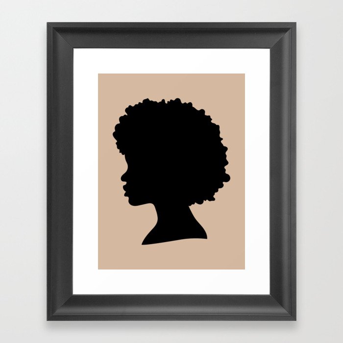 Silhouette Black Girl Afro Framed Art Print