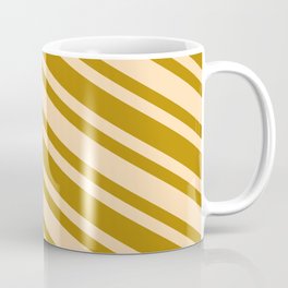 [ Thumbnail: Dark Goldenrod & Tan Colored Lines/Stripes Pattern Coffee Mug ]