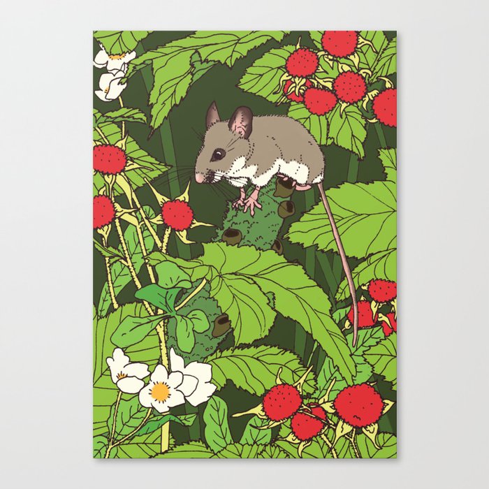 Mouse & Thimbleberry Canvas Print