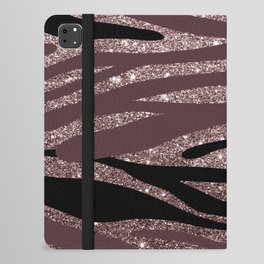 Burgundy black glitter gradient zebra print iPad Folio Case