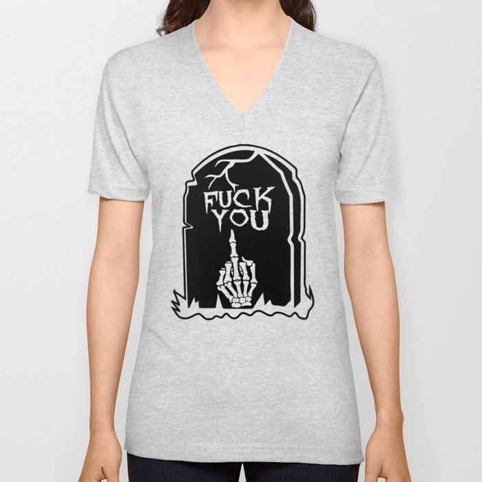 Mean Grave V Neck T Shirt