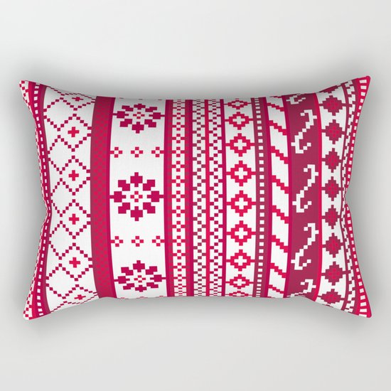 Red Fair Isle Christmas Pattern Rectangular Pillow