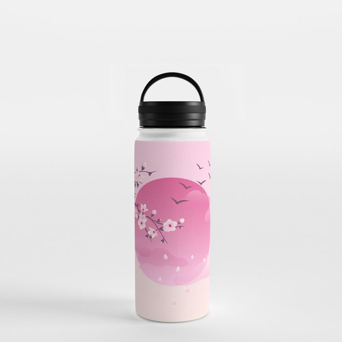 Japanese Cherry Blossom Pink Water Bottle by Nina Baydur Society6