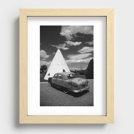 Route 66 - Wigwam Motel and Classic Car 2012 #4 BW Recessed Framed Print
