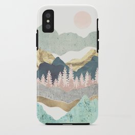 Summer Vista iPhone Case | Pink, Gold, Trees, Travel, Vista, Nature, Graphicdesign, Forest, Mountains, Landscape 