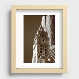 Chicago Clock Tower 2010 Sepia Recessed Framed Print