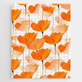 Orange Poppies On A White Background #decor #society6 #buyart Jigsaw Puzzle | Illustration, Digital Manipulation, Summer, Spring, Poppy, Outdoor, Beauty, Plant, Orange, Photo 