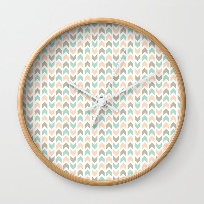 Pattern: Olive + Peach Arrows Wall Clock