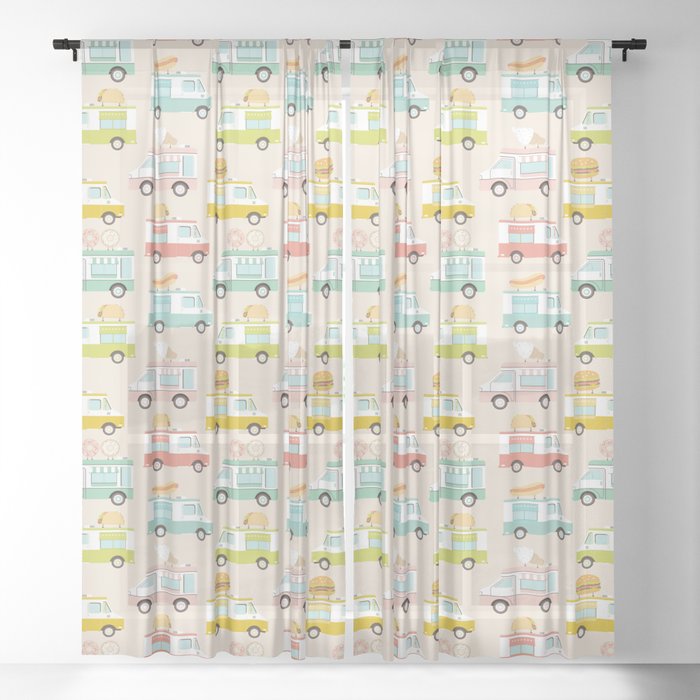 Food Trucks Sheer Curtain By Allisonromerodesign Society6