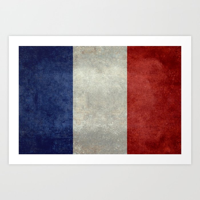 Flag of France, vintage retro style Art Print