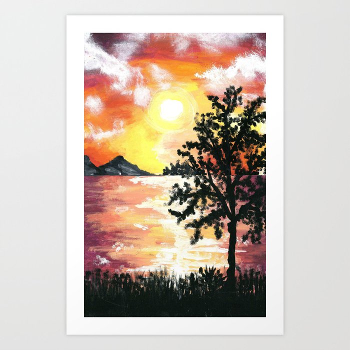 Water Reflection Sunset Art Print By Lisach2 Society6