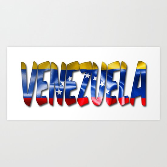 Venezuela Word With Flag Texture Art Print