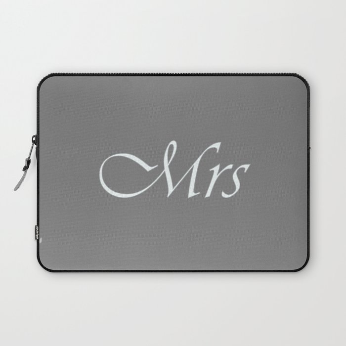 Mrs Monogram Gray Cursive Laptop Sleeve