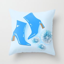 disco boots - baby blue Throw Pillow