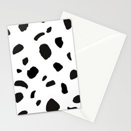 Black And White Leopard Spots Pattern Stationery Cards