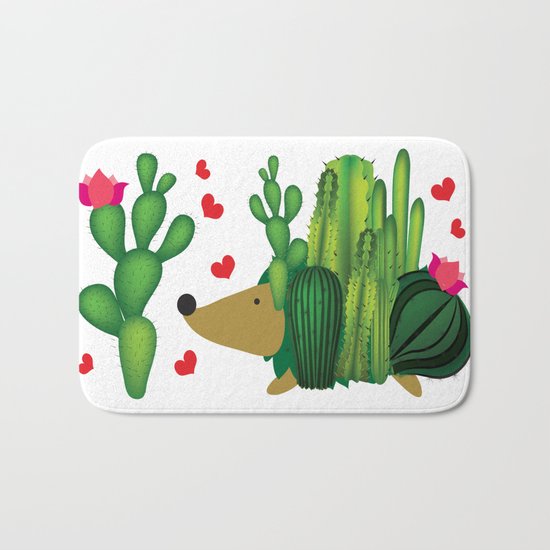 Hedgehog from cactus Bath Mat