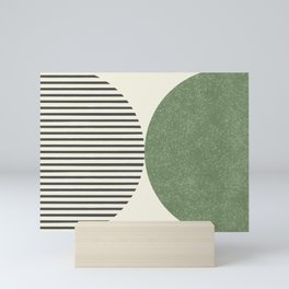 Semicircle Stripes - Green Mini Art Print