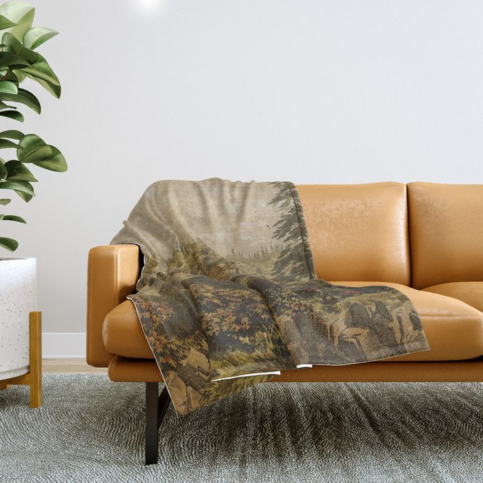 Vintage Pictorial Map of Victoria Vancouver (1860) Throw Blanket by