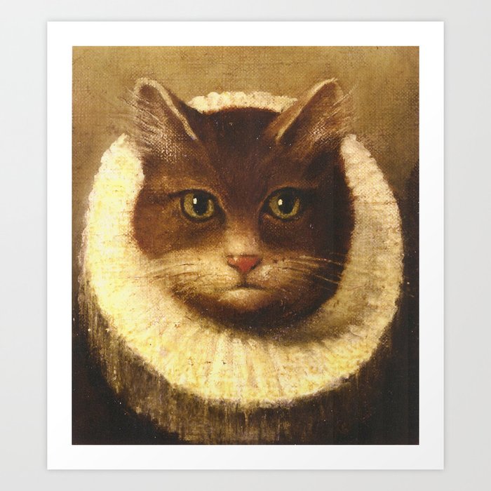 Cat In A Ruff Cute Victorian Art Art Print