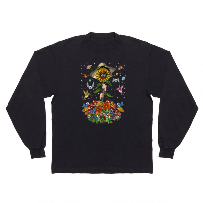 Psychedelic Hippie Sunflower Long Sleeve T Shirt