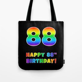 [ Thumbnail: HAPPY 88TH BIRTHDAY - Multicolored Rainbow Spectrum Gradient Tote Bag ]