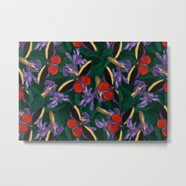 Tropical purple iris and butterflies from The Naturalist's Miscellany by George Shaw portrait textile pattern art painting Metal Print | Irises, Kitchen, English, Red, Poppies, Diningroom, Florida, Textiles, Mexico, Blossoms 