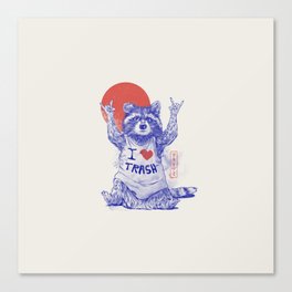 I Love Trash - Cute Funny Metal Raccoon Gift Canvas Print