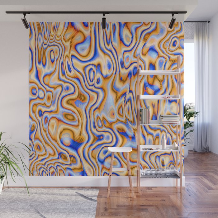 Psychedelic orange blue Wall Mural