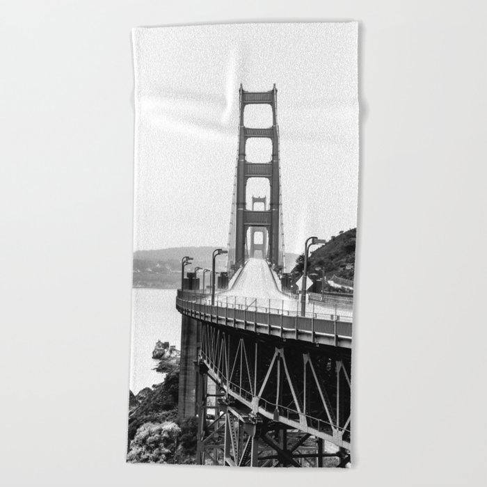 Golden Gate Bridge Black And White Beach Towel By Judithhoy