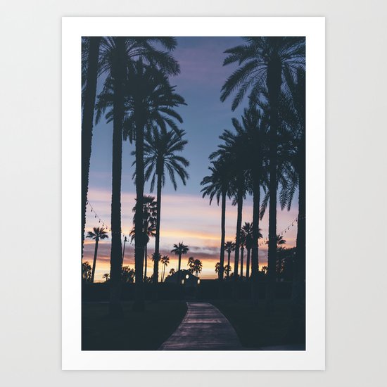 Sunset in the City (Hawaii Tropical Palm Trees) Art Print