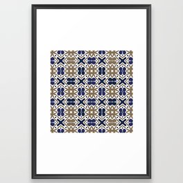 Seamless tile pattern in gold and blue Framed Art Print