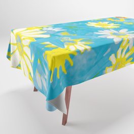 Blue Daisies Saturated High Contrast Tablecloth