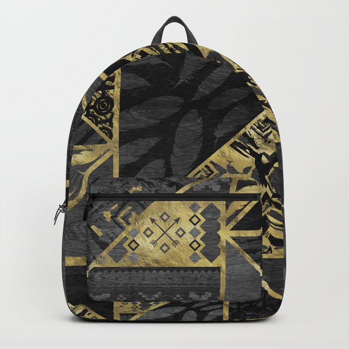 Ethnic Geometric Wooden texture pattern Backpack