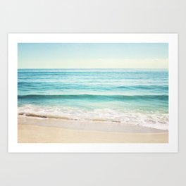 Ocean Seascape Photography, Aqua Beach Sea Landscape, Turquoise Teal Coastal Waves Art Print