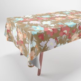 brown and powder blue floral evening primrose flower meaning youth and renewal Tablecloth
