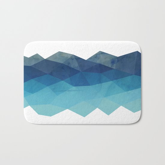 Fractal blue geometry Bath Mat