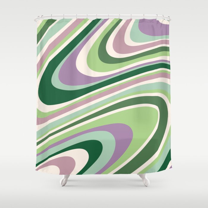 Liquid Swirl Groovy Ripple Retro 60s & 70s Pattern II Shower Curtain