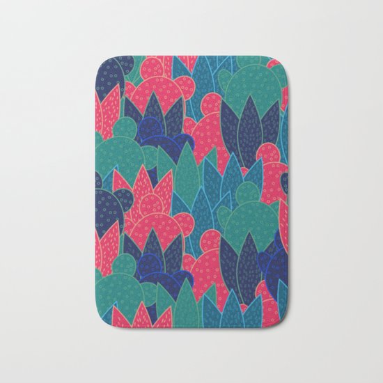 Cactus field at night Bath Mat