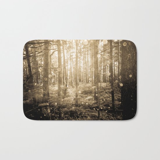 Vintage Sepia Fairy Forest Bath Mat