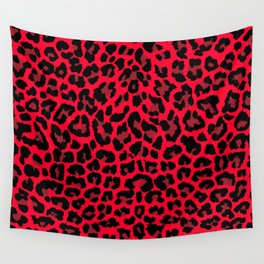 Red abstract leopard print Wall Tapestry