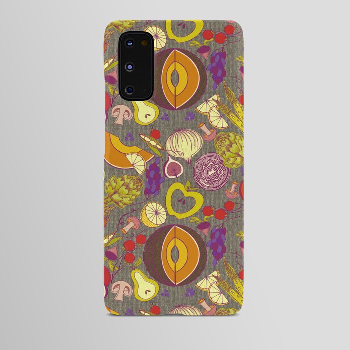 Vintage Veggies and Fruit on Textured Dark Background Android Case