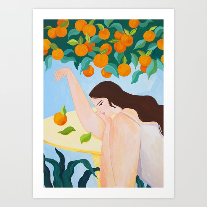Under The Orange Tree Art Print